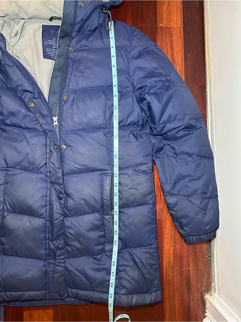 L.L.Bean Goose Down Hooded Puffer Coat Navy Women’s Small - Picture 5 of 9